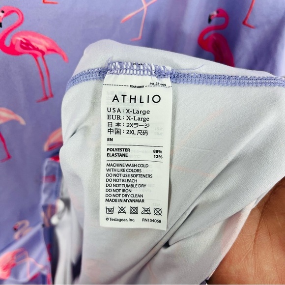 Athlio Size XL Flamingo Rash Guard Sun Long Sleeve Lavender Shirt Swim SIB - Picture 3 of 6